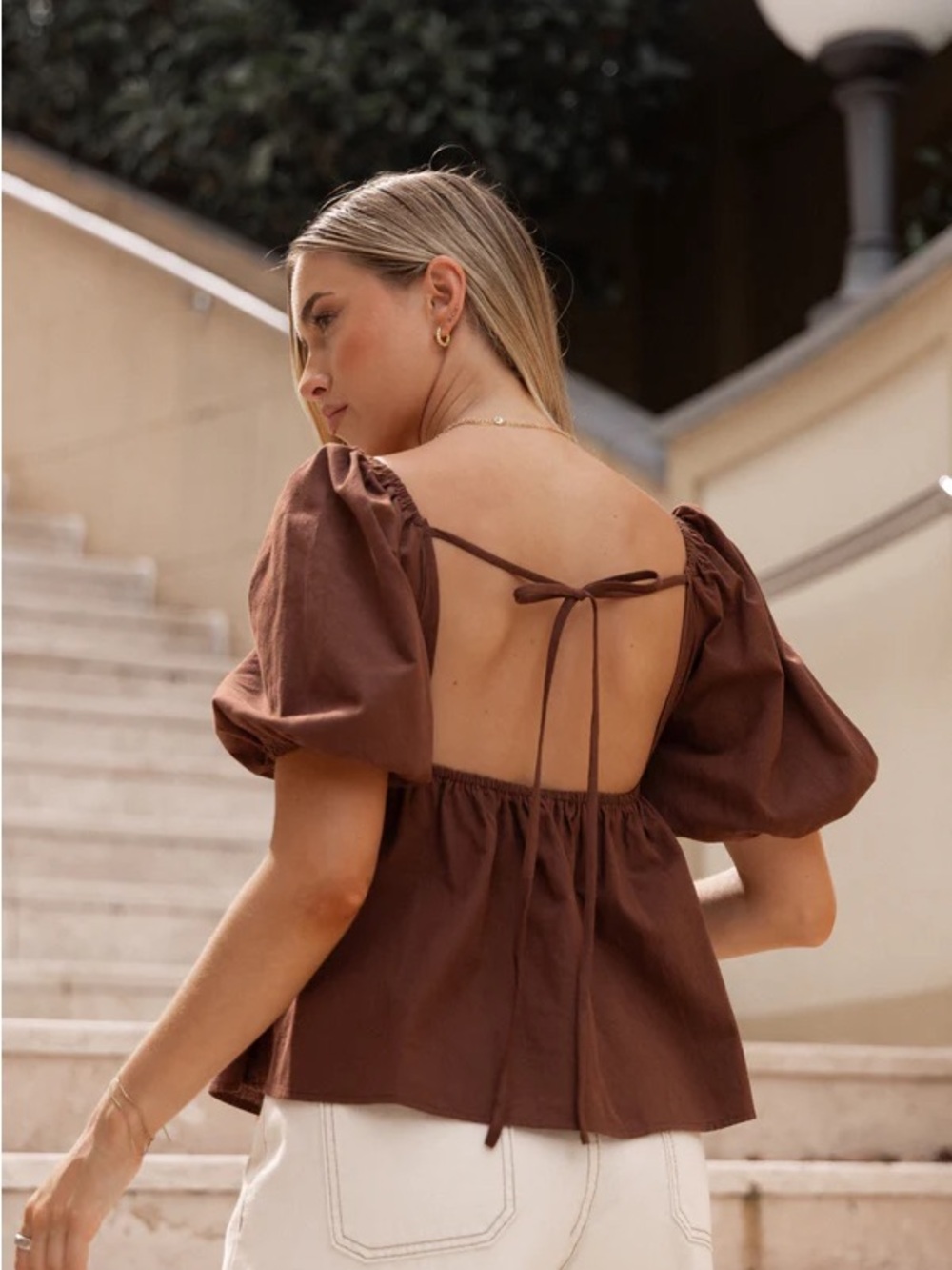 NWOT Petal & Pup Jemima Puff Sleeve Top Chocolate Brown Size XL
